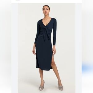 NWT! Cinq A Sept Brenna Gathered Tie Front Midi Dress Size 12